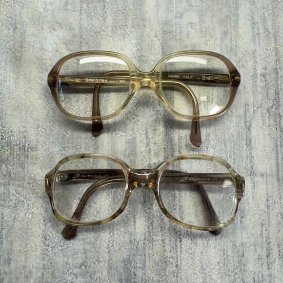 Steroflex Fairfield Design Eyeglasses Frames Only TAN Brown Crystal Full Rim - Picture 1 of 13